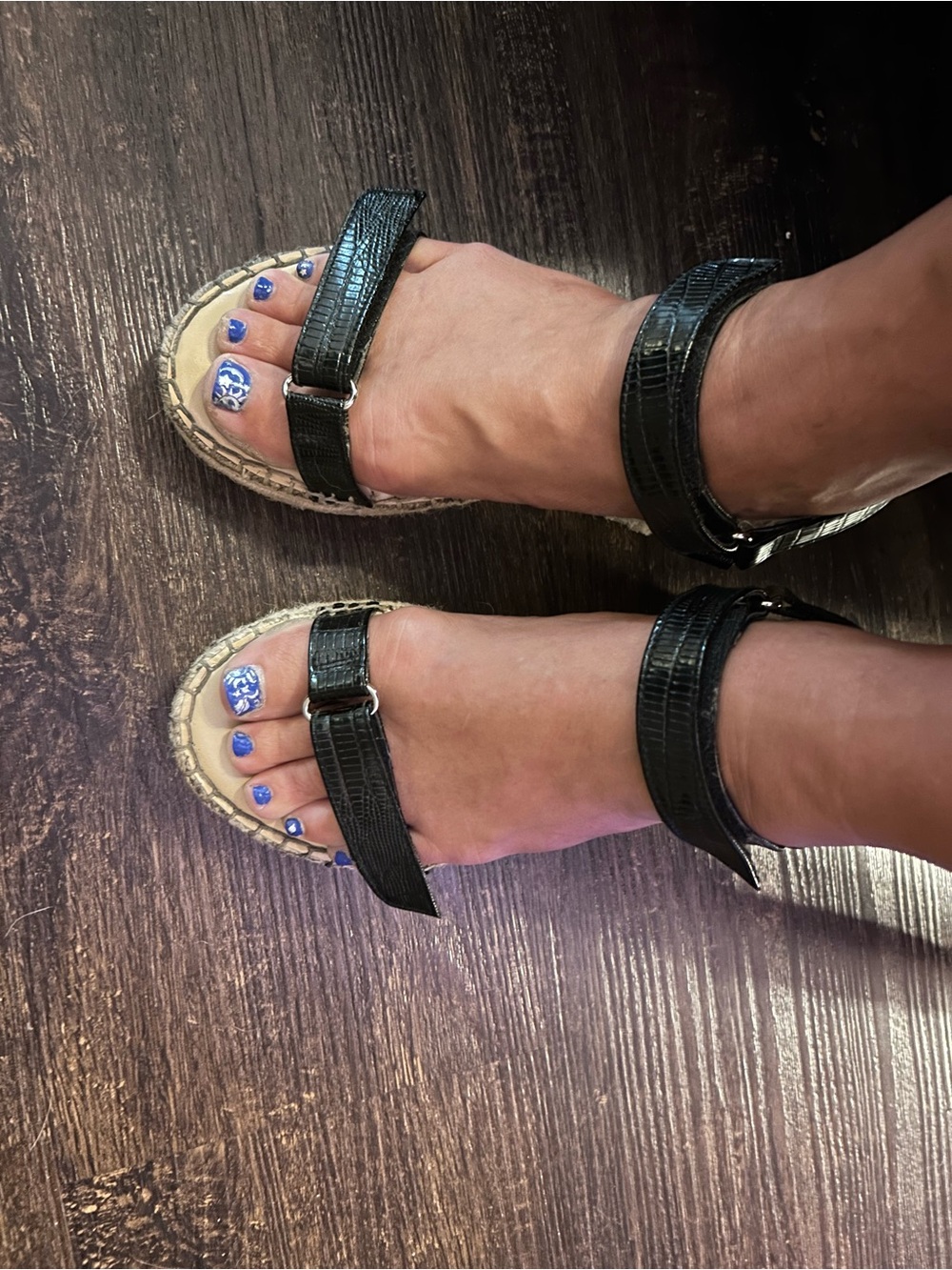 Nine West Black Ankle-Strap Platform Sandals